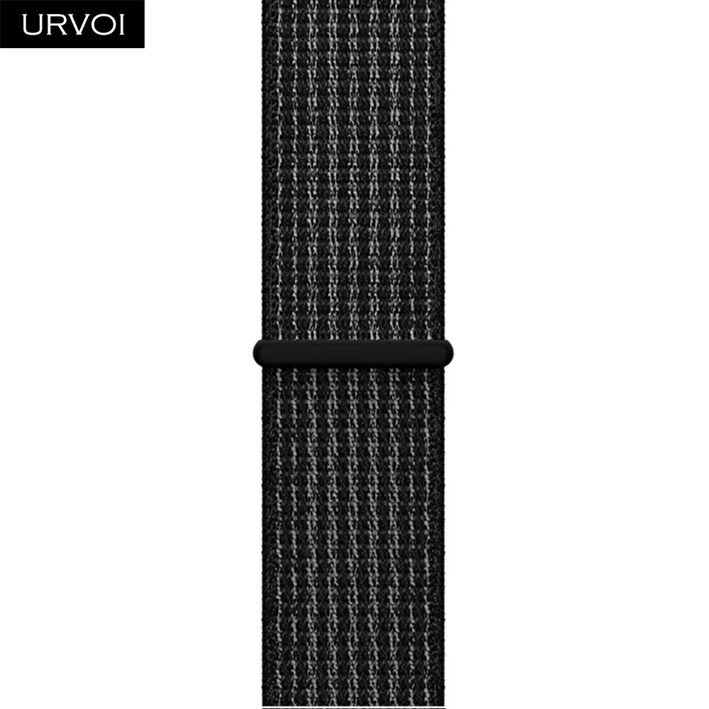 Plat black URVOI Спортивная петля для apple watch band series 5 4 3 2 1 светоотражающий ремешок для iwatch двухслойный дышащий тканый нейлон осень - Цвет ремешка: Plat black