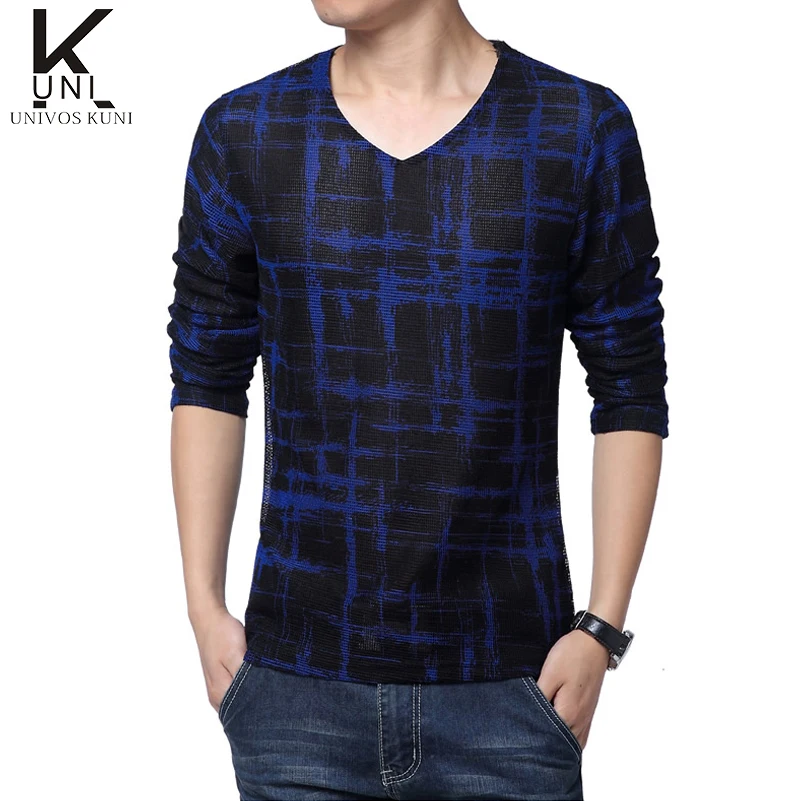 2016 новый высокое качество майка мужчин осень марка тонкой-fit футболки мужская V