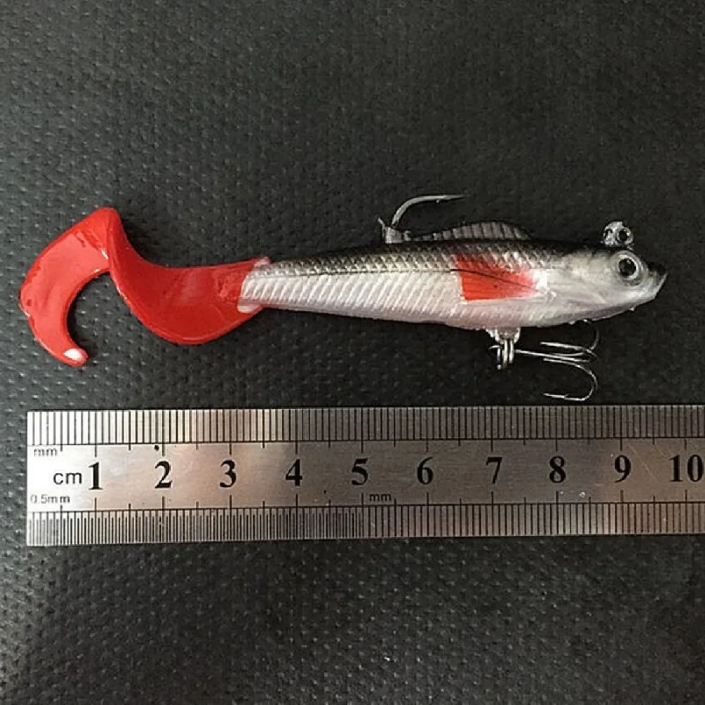 

4 Pcs Lead Head Soft Fishing Lures Pesca Bite Silicone Bonic Soft Bait Long Tail Pesca Sharp Hook Soft Fish Bait 10cm 9.3g