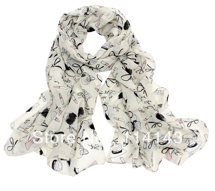 &ltБольшой размер&gt Модный женский шифоновый шарф губная помада обувь на высоком