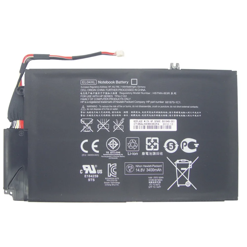 Аккумулятор для ноутбука HP ENVY 4 SLEEKBOOK 14 8 в 52 Вт · ч 3400 мАч ячеек|battery for hp|laptop battery