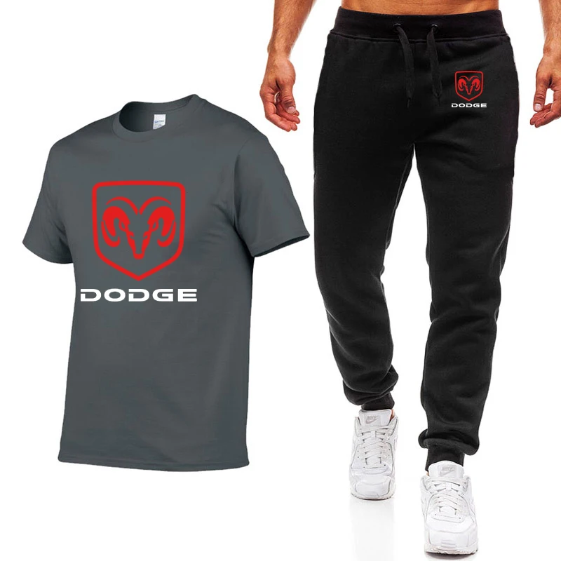 Модные летние мужские футболки Dodge Car с принтом логотипа хип-хоп, повседневная хлопковая футболка с коротким рукавом высокого качества, штаны, костюм, мужская одежда - Цвет: 08
