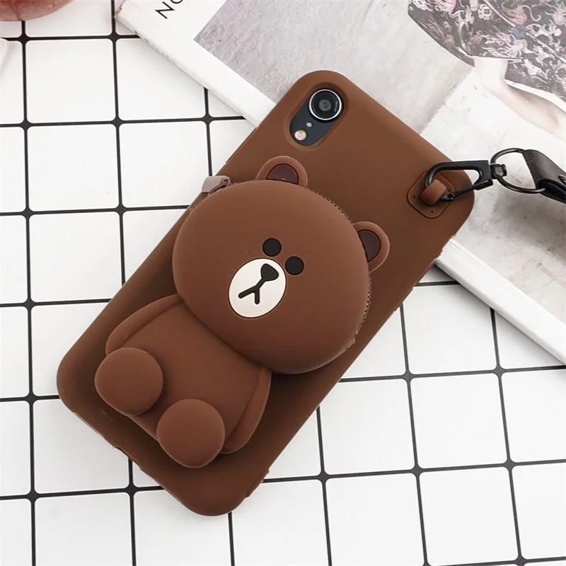 Мультяшный чехол Etui для iPhone XR X XS MAX 6 6s 7 8 Plus силиконовый чехол-кошелек с 3D милыми Fundas Mujeres Capinhas Чехлы Coque