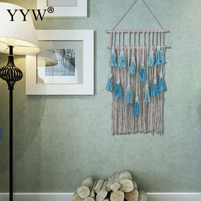 

2pcs Nordic Hand Knotted Macrame Wall Art Handmade Cotton Wall Hanging Tapestry With Lace Fabrics Bohemian Wedding Decorations