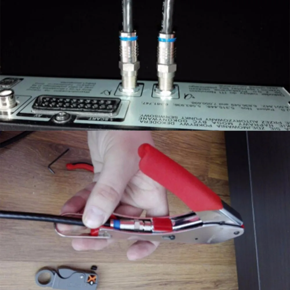 Инструмент для сжатия зачистки кабеля коаксиального RG6/59 с 6 разъемами ПК |
