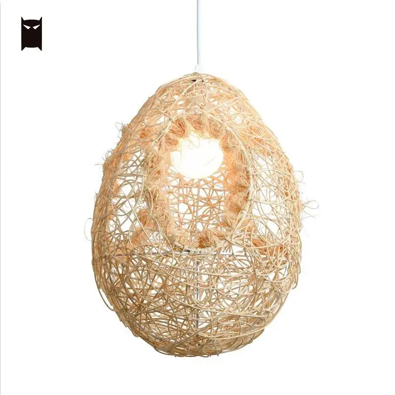 Плетеная Подвесная лампа в виде яиц из ротанга скандинавский светильник