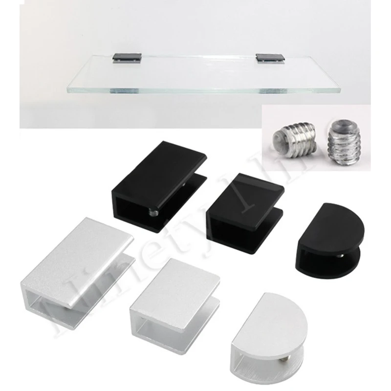 10 шт./лот серебристый матовый черный алюминиевый настенный стеклянный зажим для