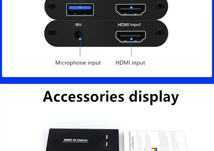 KuWFi USB3.0 HDMI 4K60Hz Захват видео с HDMI на USB Захват видеокарты Dongle Игра Потоковая трансляция в прямом эфире с входом MIC