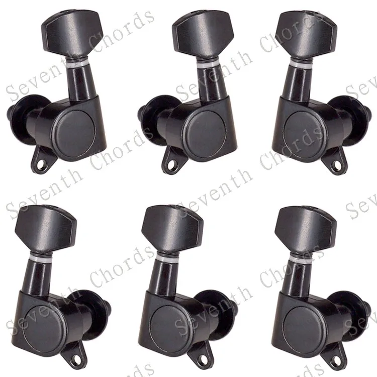 Набор 6 шт. Sealed-gear Guitar Tuning Pegs ключи тюнеры машинные головки для гитары-хромовый и черный и золотистый выбор - Цвет: Black A Set 2L4R