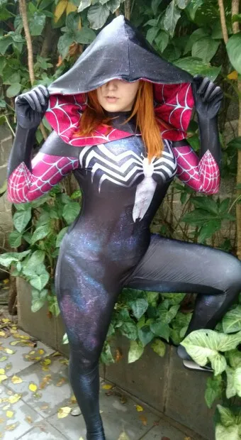 Gwinom костюм для косплея woder Woman zentai боди Symbiote Gwen Stacy Костюм Супергероя человека
