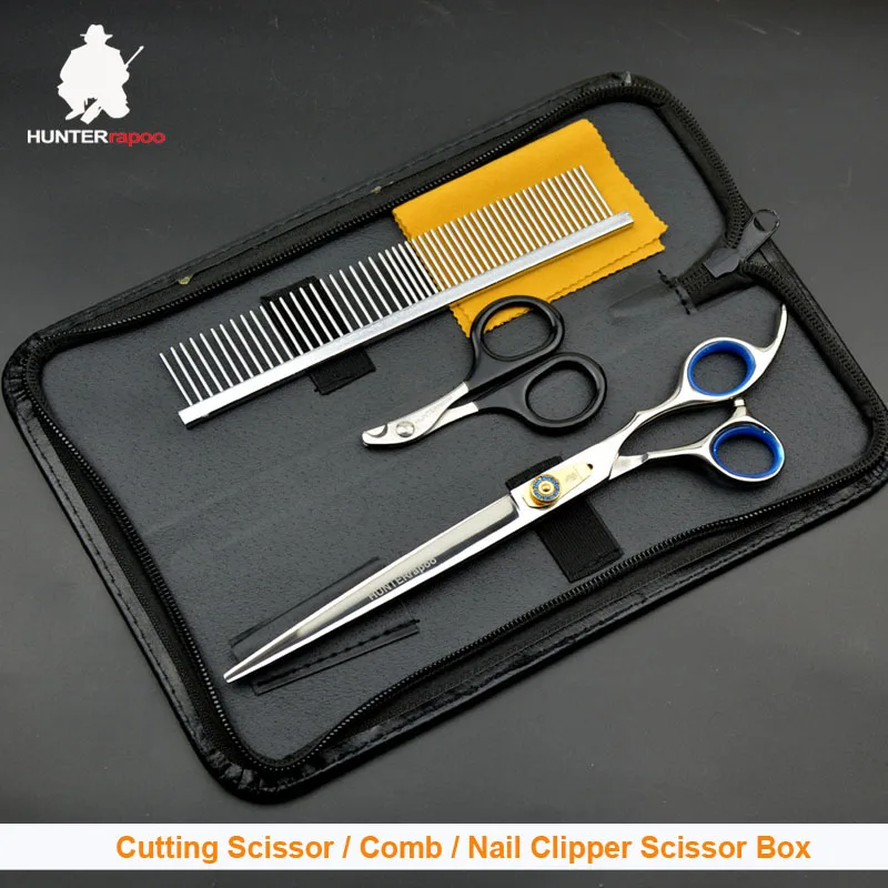 scissor with bag 30% скидка HT9139 ножницы для ухода за собакой из нержавеющей стали 8 дюймов ножницы для стрижки собак набор ножниц заколки для волос Груминг за домашним животным котом - Цвет: scissor with bag