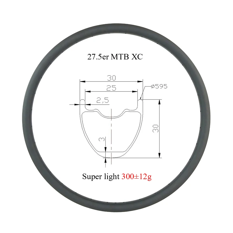 Горный велосипед Super Ligth 300g 27.5er 650B MTB XC 30 мм x глубокий бескамерный углеродный обод