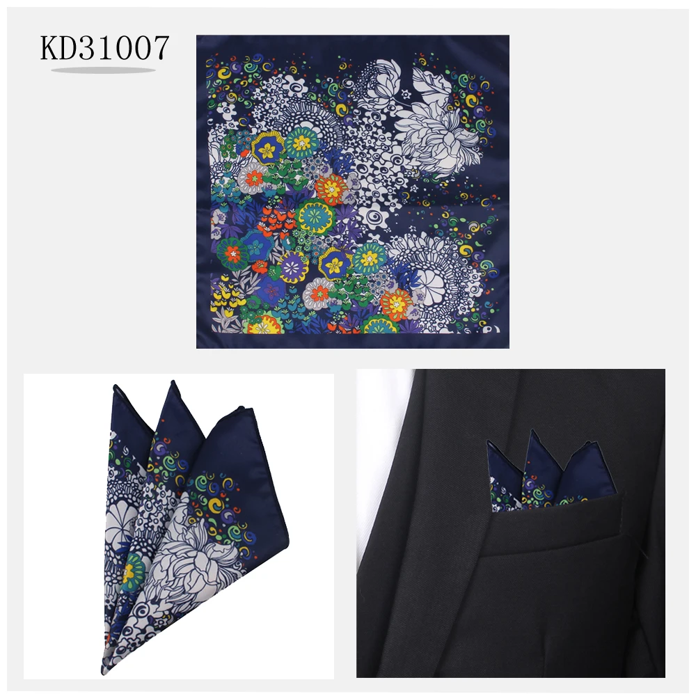 KD31007 Карманный квадратный для мужчин женщин цветочный принт костюмы Hanky мужчин s платки костюм квадратный платок полотенца шарфы - Цвет: KD31007