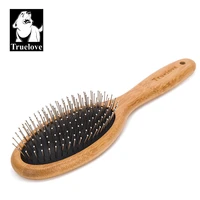 truelove pet round comb bamboo wood handle in cat and dog hair remover brush fur small medium large grooming gifts tlk19131