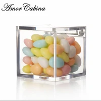 creative personality square wedding candy box plastic clear gift box transparent favor boxes christmas baby shower souvenirs