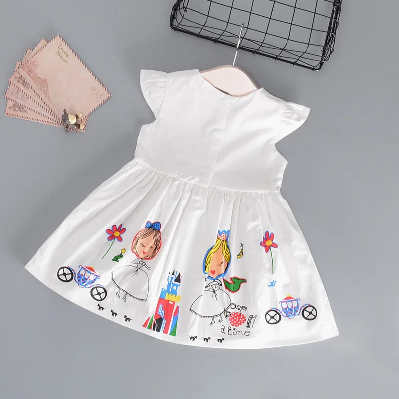 Платье для маленьких девочек летние платья из чистого хлопка с летящими рукавами