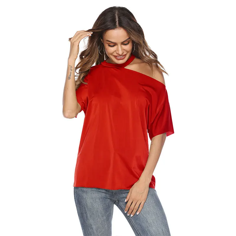 Bayboad 2019 Spring Summer Hot Sale Short Sleeve Solid Color Off The Shoulder O-neck Halter Casual Sexy Women's T Shirt Tops | Женская