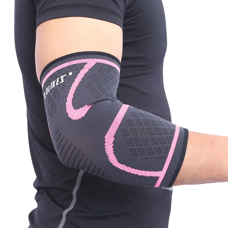 Pink AOLIKES 1 шт. налокотник эластичный спортивный для спортивного зала защитная накладка на локоть впитывает пот Спорт Баскетбол рука рукав Налокотник - Цвет: Pink
