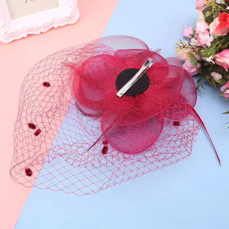 Женская кружевная шляпка-Таблетка с сеткой в стиле ретро |