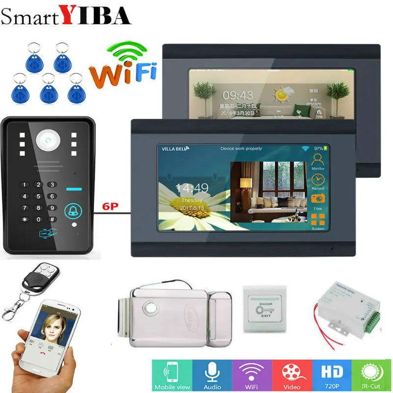Видеодомофон SmartYIBA с Wi Fi беспроводной видеодомофон ЖК дисплеем 2*7 дюймов камера