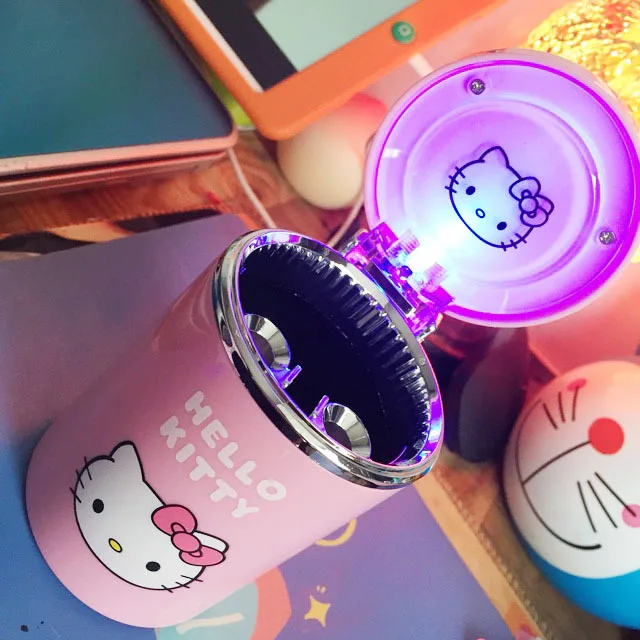 Мультяшная автомобильная пепельница, светодиодный пепельница hello kitty KT, аксессуары для девочек и мальчиков, пепельница, пепельница, держатель для чашки, подарки, аксессуары - Название цвета: Розовый