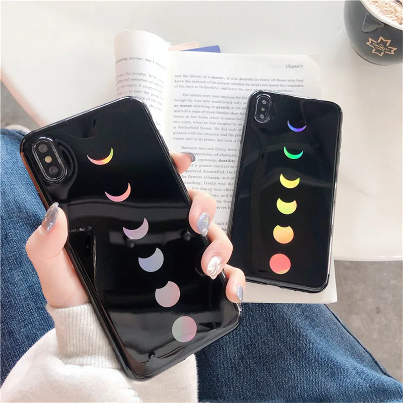 Красочный лазер Лунное Затмение чехол для телефона iphone XS Max XR блестящие Мягкий