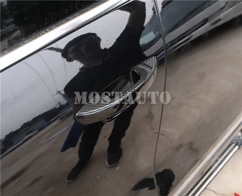 Для VW Touareg углеродное волокно дверная ручка автомобиля накладка 2011- 8 шт