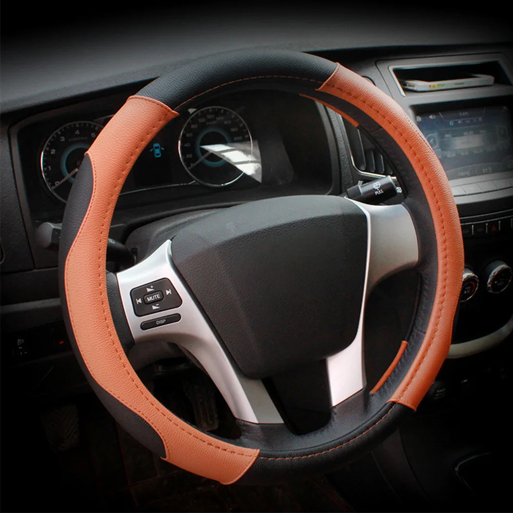 FLY5D Car Steering Wheel Cover PU leather Auto Covers Protector Fit For Most Cars Breathability Interior Accessories | Автомобили и