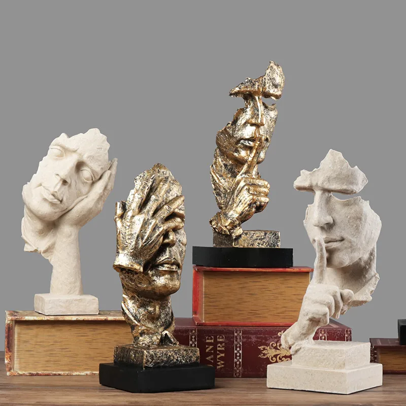 Современная фигурка абстрактной скульптуры тишина это Золотая маска для