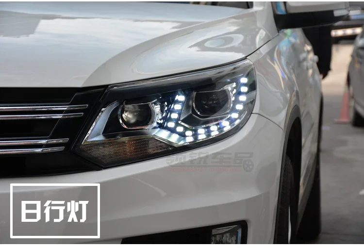 KOWELL автомобильный Стайлинг для VW Tiguan фары 2013 Tiguan светодиодный фонарь светодиодный DRL Биксеноновые линзы фары дальнего ближнего света для парковки