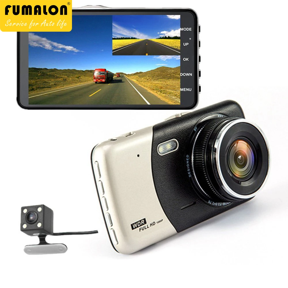 Автомобильная камера фронтальная и задняя 4 0 дюйма DVR видеорегистратор с двумя