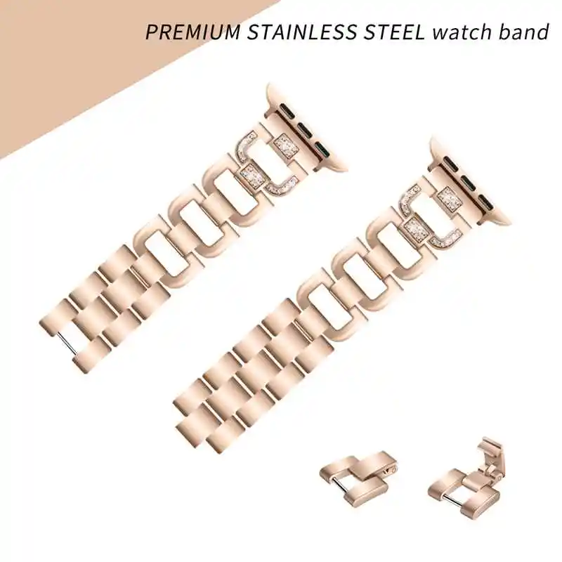Copper gold Ремешок Joyozy из нержавеющей стали для Apple Watch, стразы, бриллиантовый ремешок 38 мм, 42 мм, серия для Apple Watch 40 мм, 44 мм, серия 4 - Цвет ремешка: Copper gold
