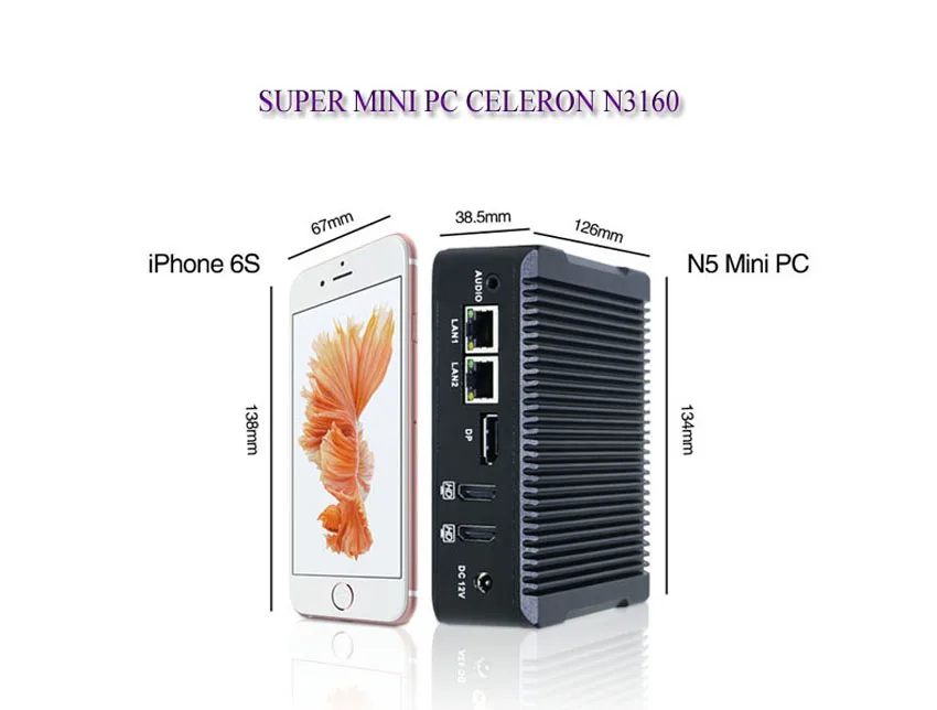 Микро ПК Intel NUC двухканальный сетевой адаптер Celeron N3160 2* HDMI+ 1* DP маленький ПК WiFi Bluetooth 2 Gigabit LAN мини-ПК с системой Windows 8 Linux