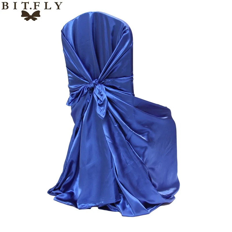 royal blue Высококачественный модный современный атласный универсальный чехол для стула для свадебного ресторана, фестиваля, DIY вечерние украшения - Цвет: royal blue