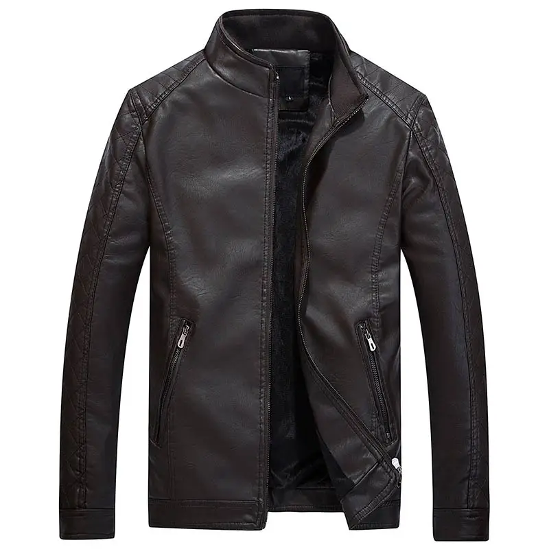 Мужская классическая кожаная куртка черная Повседневная мотоциклетная жакет