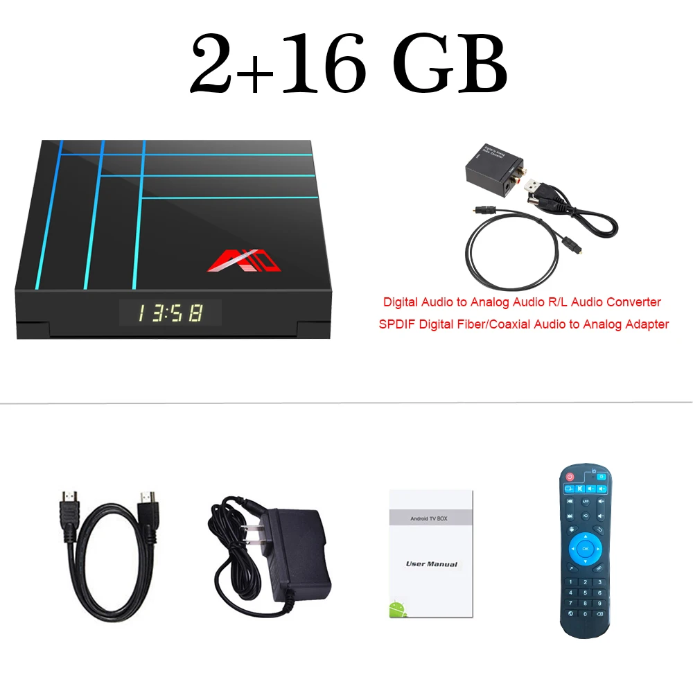 2G 16G Add Converter Новейшая Смарт ТВ-приставка 4 Гб 64 Гб RK3318 IP tv Android tv Box Youtube 4K HDR медиаплеер Google Play телеприставка PK H96 MAX - Цвет: 2G 16G Add Converter