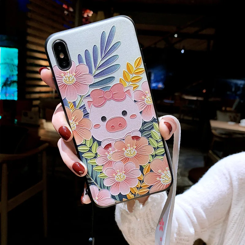 Милый рельефный чехол для Iphone XS MAX XR X телефона 6 6s 7 8 Plus | Мобильные телефоны и