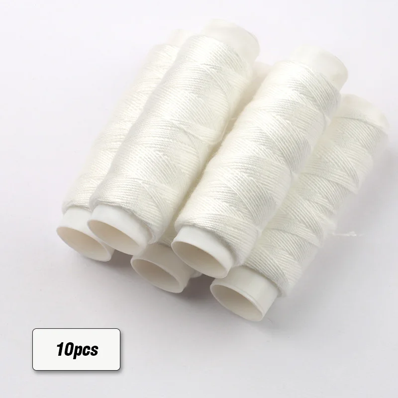 white x 10roll 50 м/рулон многоцветная ручная работа джинсовая толстая нить швейная игла diy швейная подходящая Полиэстер маленький рулон - Цвет: white x 10roll