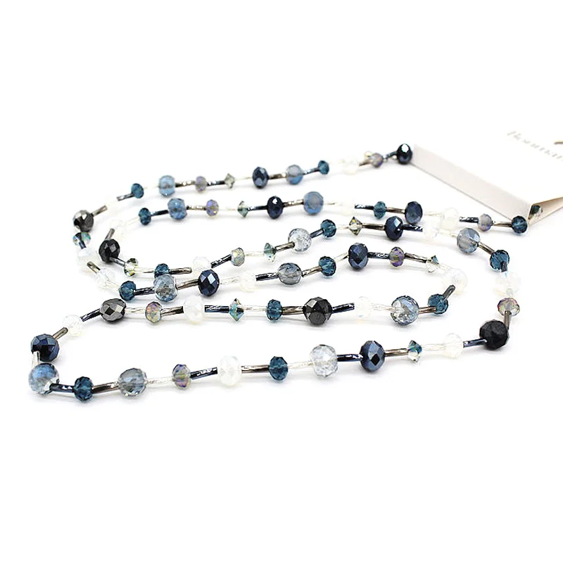 Женское длинное ожерелье с бусинами элегантное кристаллами массивное Ювелирное