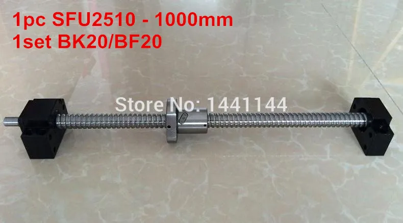 

SFU2510 - 1000mm ballscrew + ball nut with end machined + BK20 BF20 Support