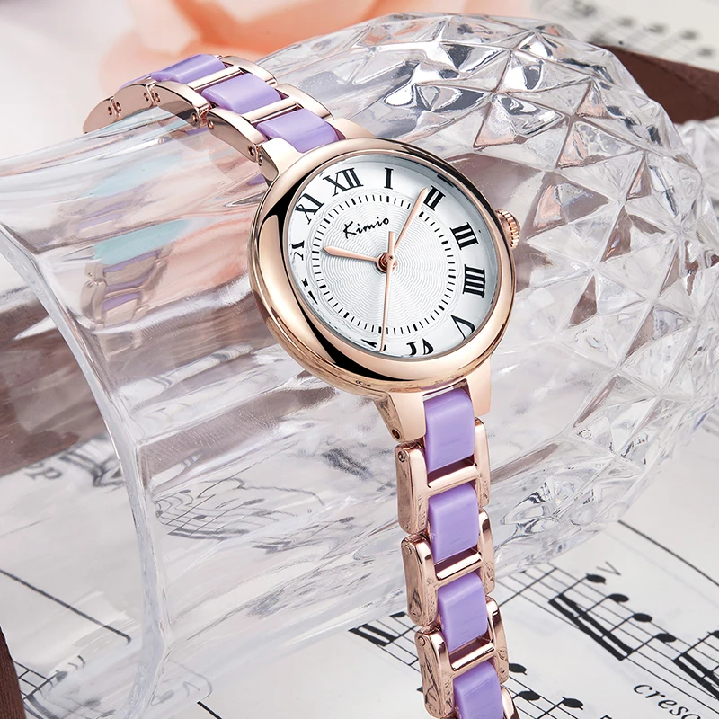 KIMIO Women Imitation Ceramic Quartz Watches Candy Colors Bubble Ladies Bracelet Dress Watch With Gift Box Montre Femme | Наручные часы