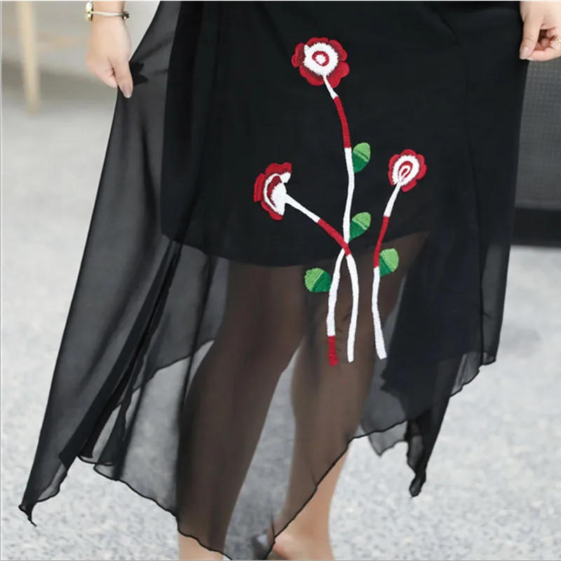 

4XL-8XL 2019 Plus size Summer Women Dress New Casual Embroidery Large Size Irregular Dress Loose 7XL Ladies Elegant Party Dress