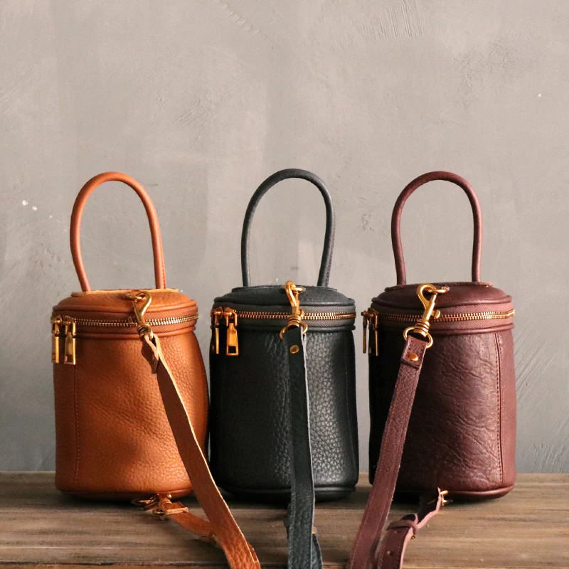 WOONAM полностью ручная работа сумка из натуральной телячьей кожи мини ведро на