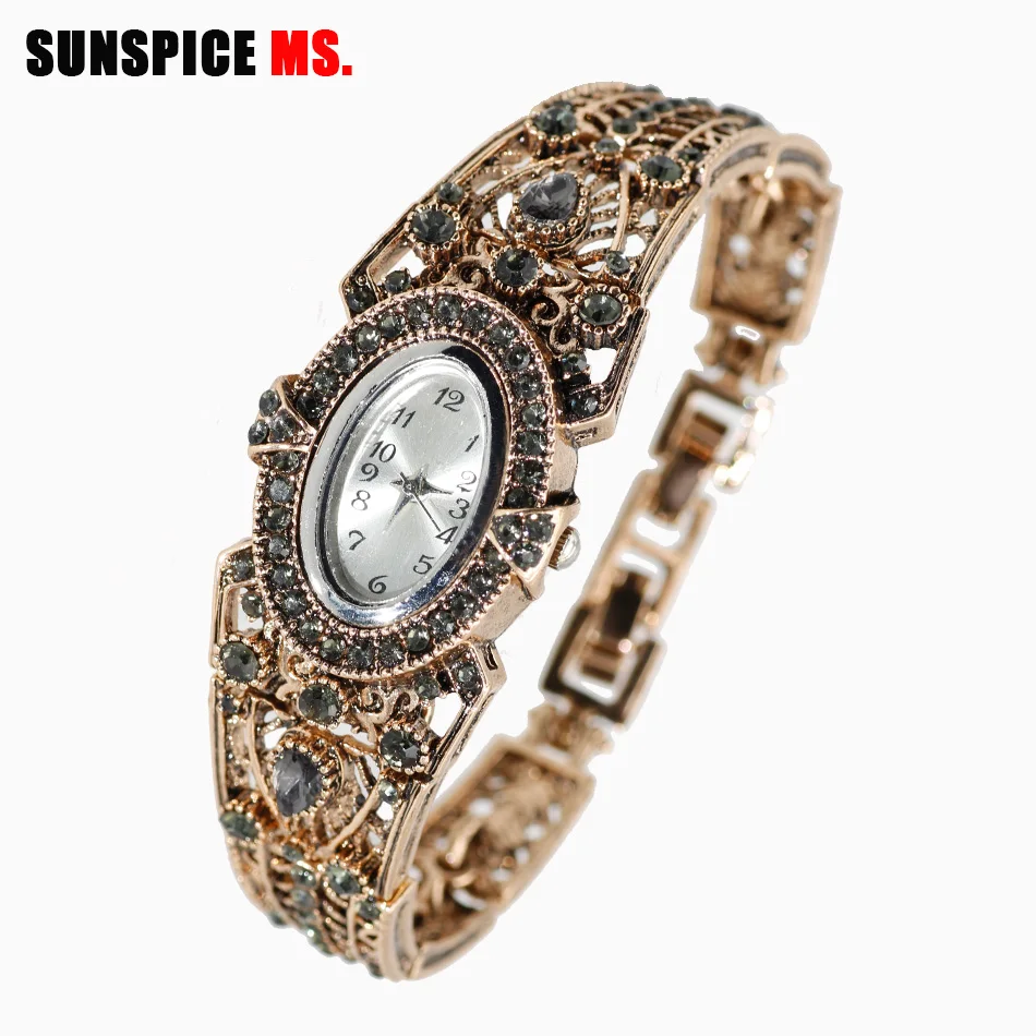 SUNSPICE-MS, винтажные часы-браслет, античное золото, женский браслет, платье, кварцевые часы, цифровые наручные часы, Relogio Feminino