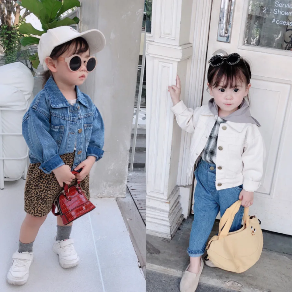 Джинсовая куртка для мальчиков и девочек 2 цвета | Детская одежда обувь