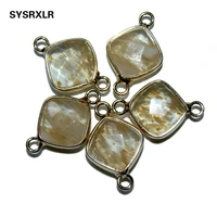wholesale fashion 14 mm tea watermelon crystal natural stone pendant 2 circle link diy necklace earrings for jewelry making