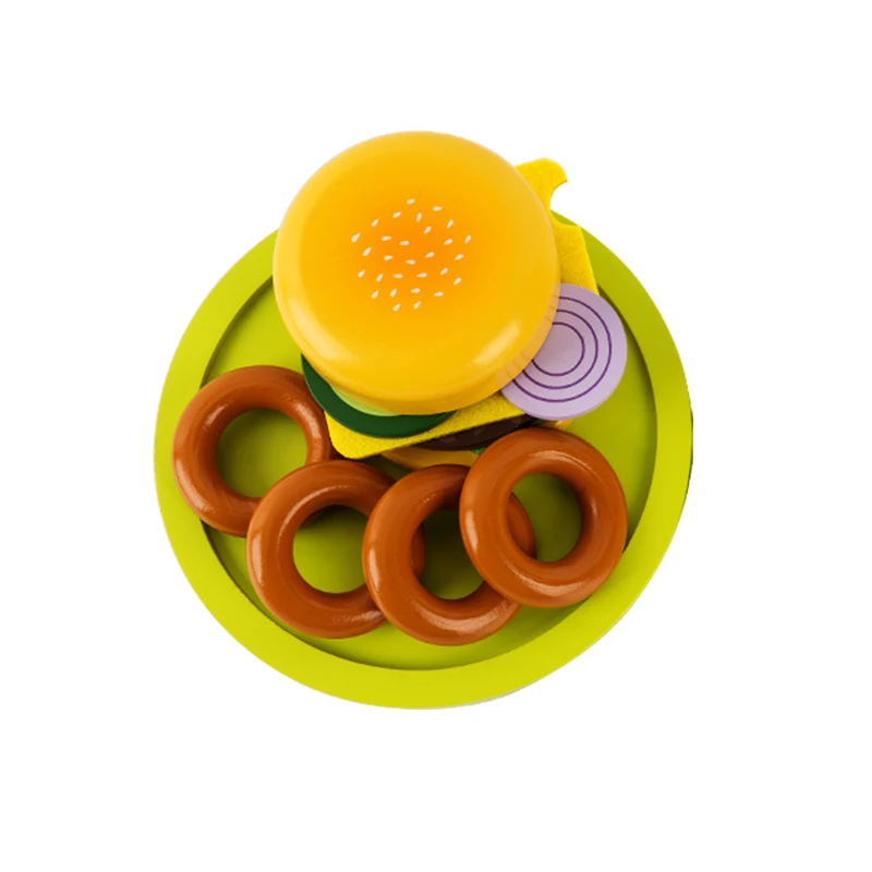 Hamburger Деревянная игрушка для фаст-фуда, детская игрушка для моделирования, гамбургер, хот-дог, ролевые игры, набор игрушек для детей, PHOOHI - Цвет: Hamburger