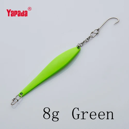 Green 8g YAPADA, для подледной рыбалки, 506 язык, 8 г, 66 мм, многоцветный, один крючок, металлическая ложка, рыболовные приманки - Цвет: Green 8g