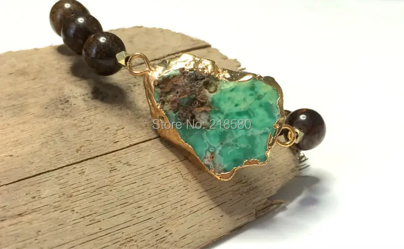 Браслет с бусинами из коричневого дерева коннектор для браслета на черизопраз