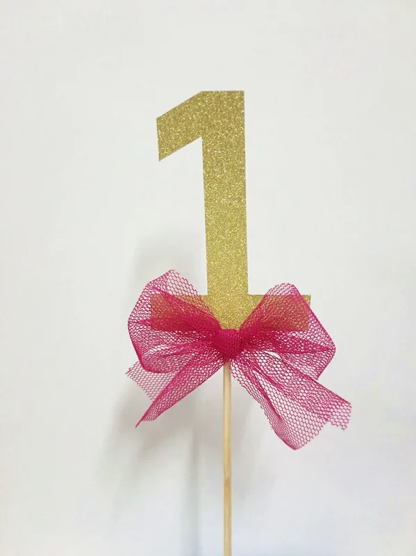 Custom Age Number Cake toppers Baby Twins 1st Birthday Party Decorations Gold 1 With Bow Tie Cupcake Topper topper | Дом и сад